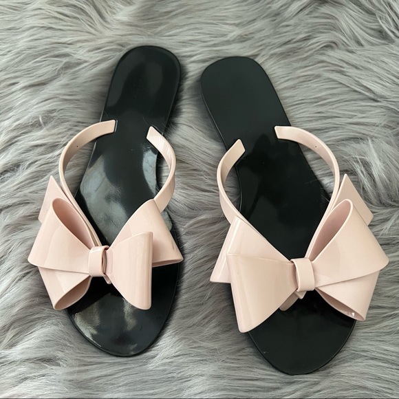 Melissa Shoes - ✨Melissa Flip Flop Thong Sandals Black Pink Bow✨